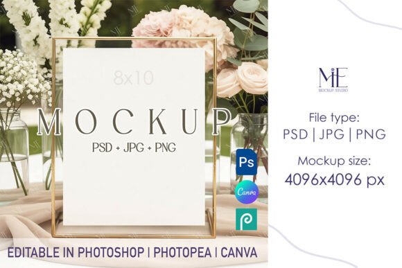 Download 8x10 Table Sign Mockup PSD PNG, Wedding - Psd Collection