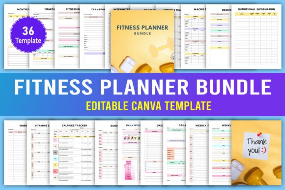 Download Fitness Planner Bundle Canva Interior - Fit Collection