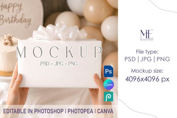 Download Gift Box Mockup, Wrapping Paper PSD - Psd Collection
