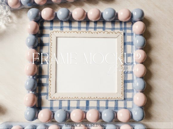 Download Pastel Beaded Square Frame PSD Mockup - Psd Collection